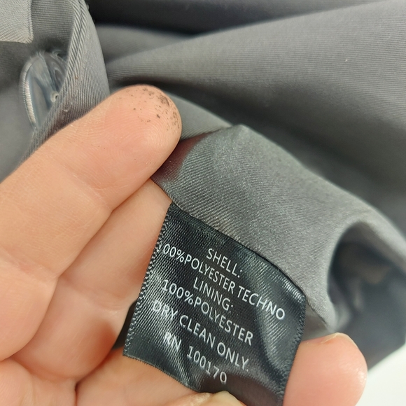 Sandro Studio Short Ruffle Neck Belted Trench Coat XL Charcoal Grey - Picture 5 of 10